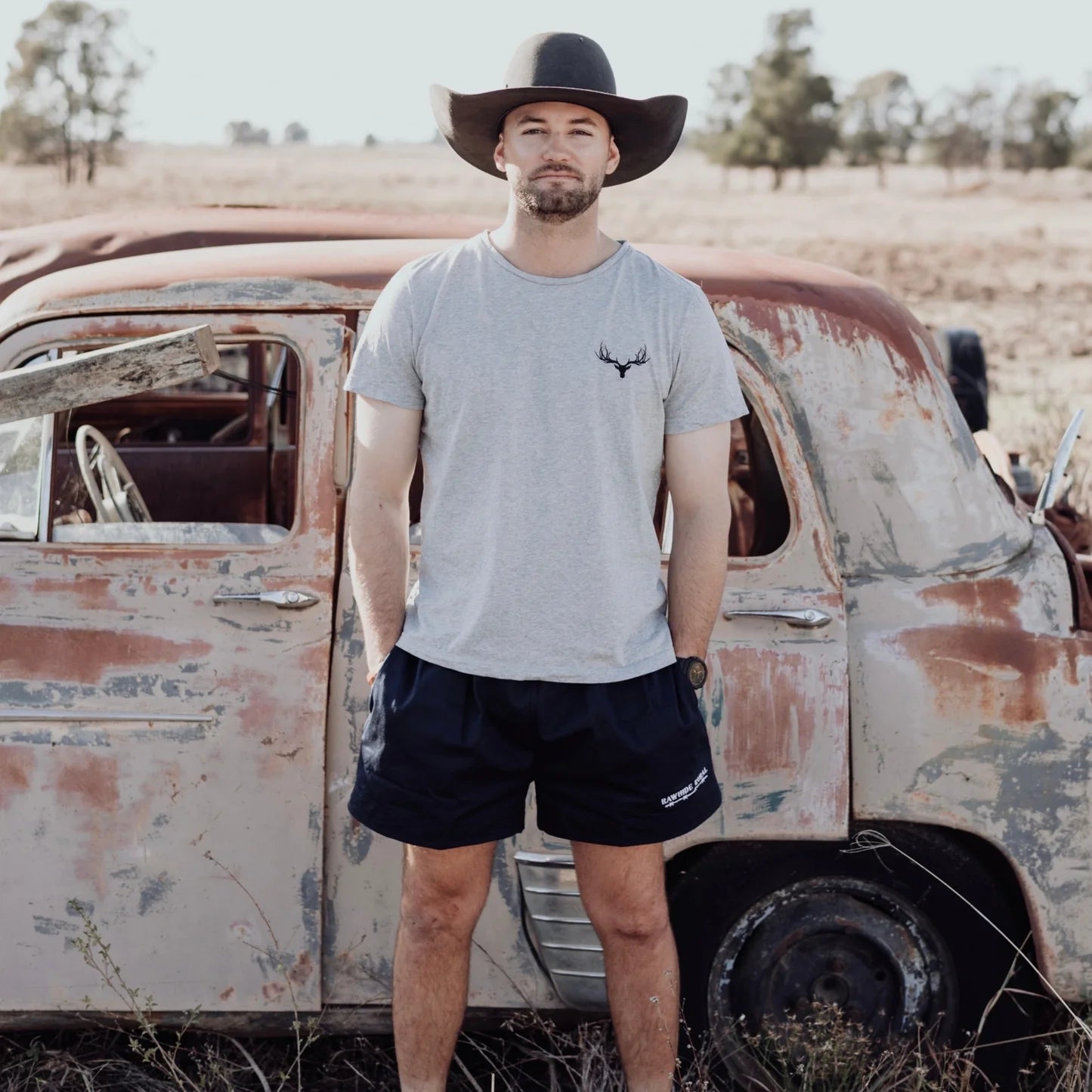 Rawhide Rural Cotton Rugby Shorts - Navy