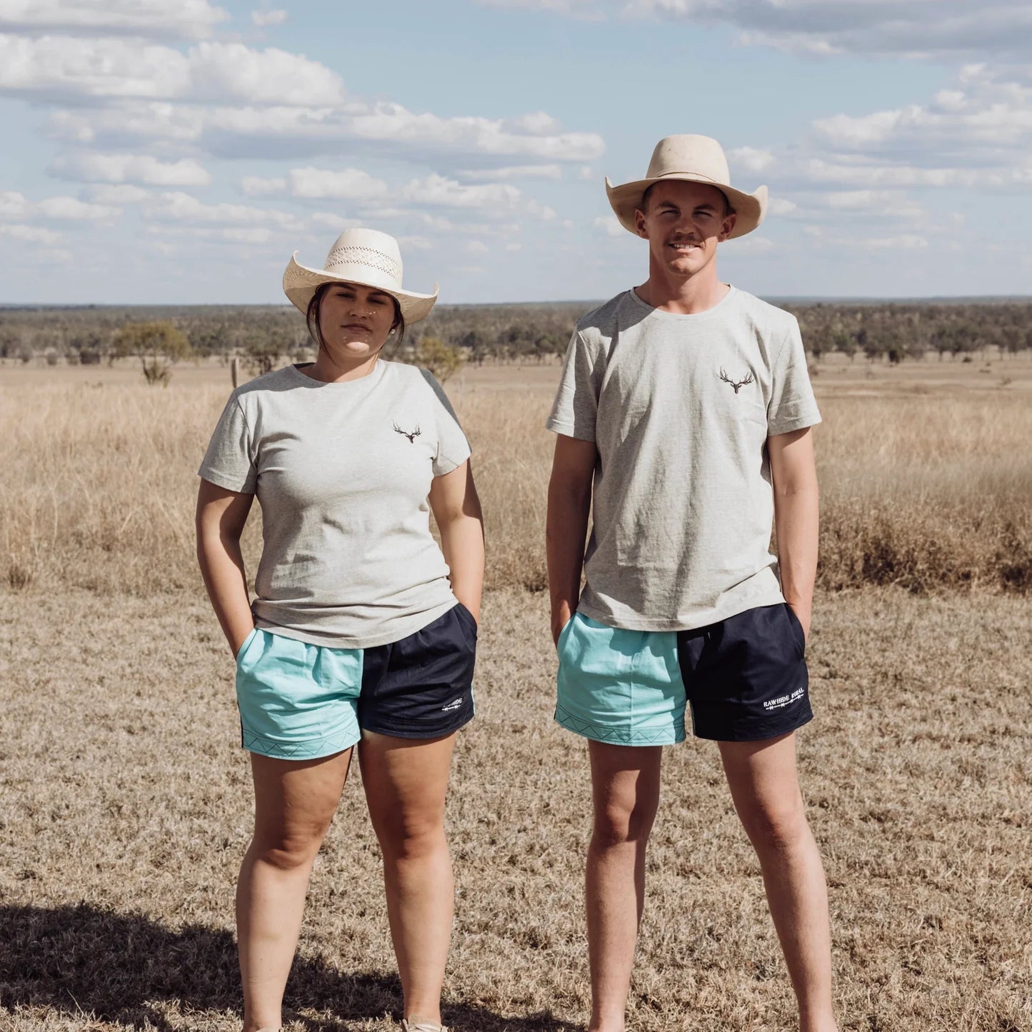 Rawhide Rural Cotton Rugby Shorts - Navy & Light Blue