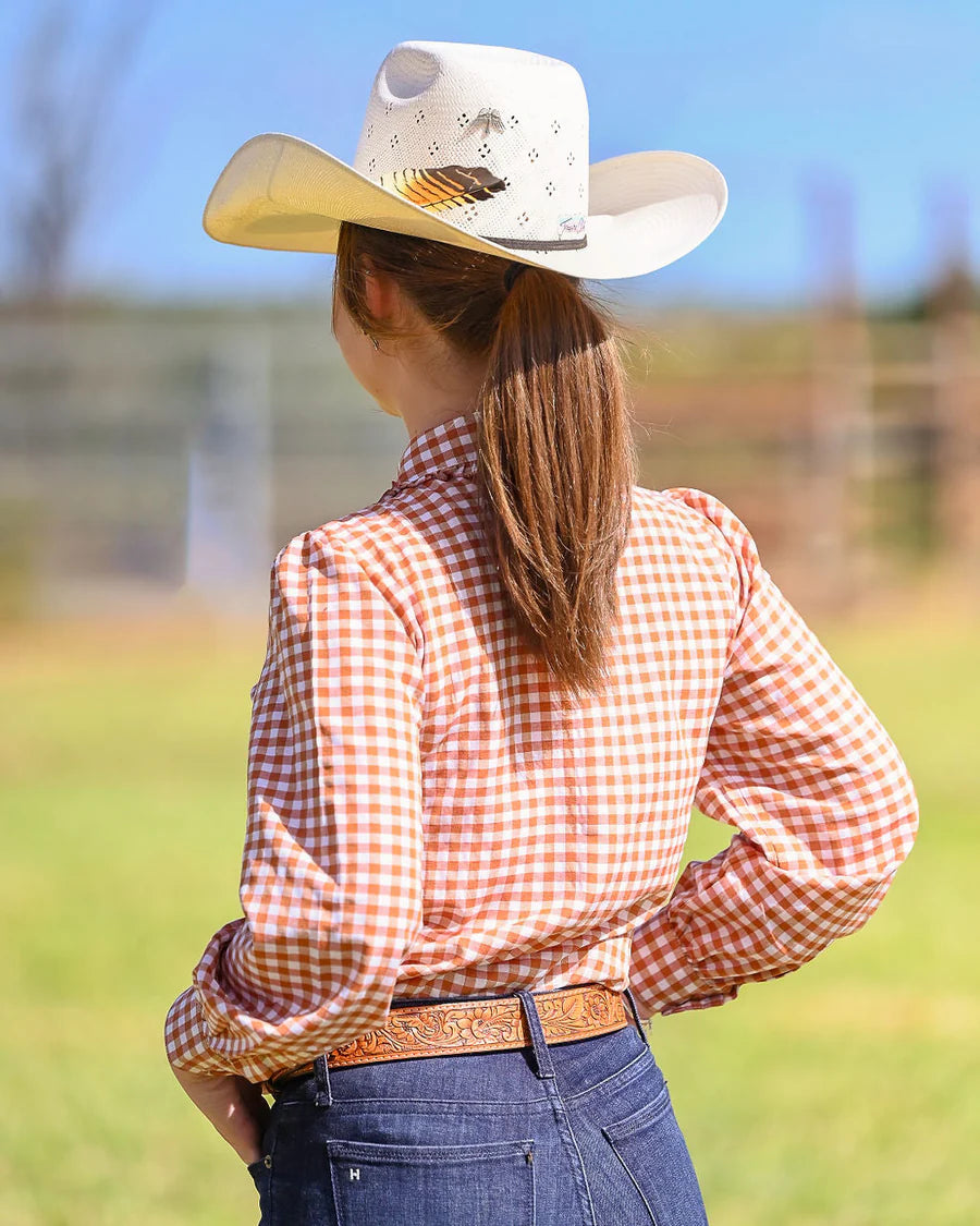 LS Girls Chinchilla Classic Teen Dress Shirt - Caramel Gingham