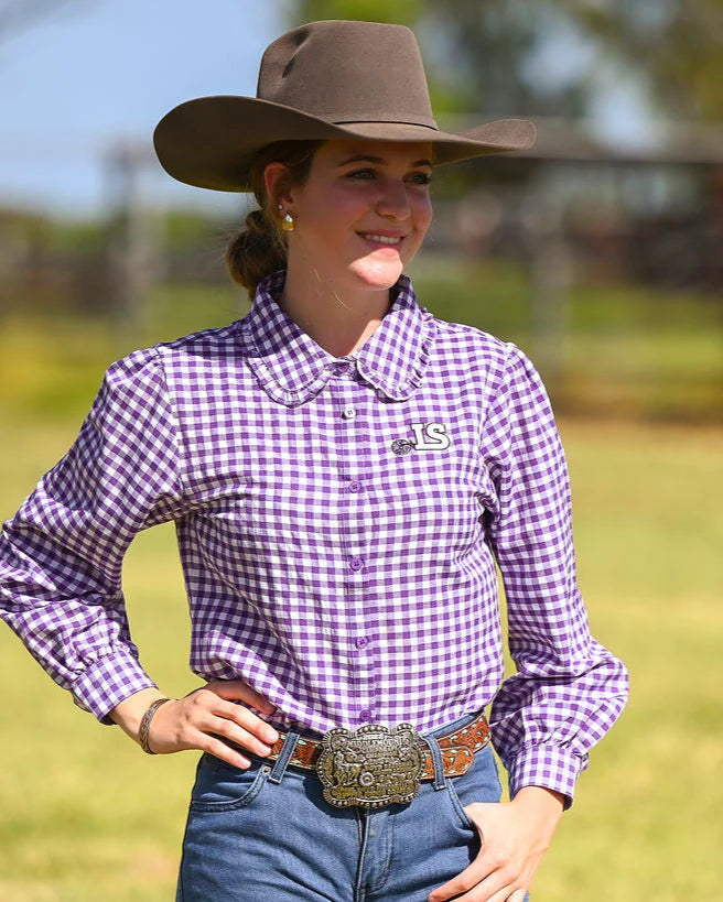 LS Girls Chinchilla Classic Teen Dress Shirt - Purple Gingham