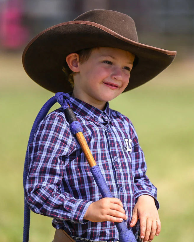 Boys Long Sleeved Romper - Blue Plaid