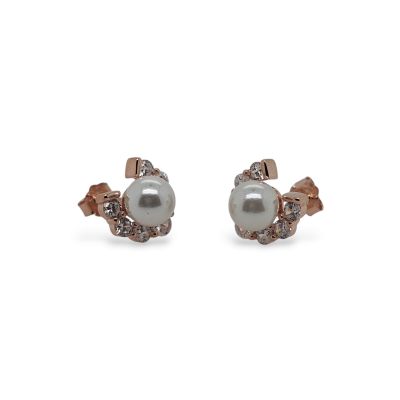 Mountain Creek Jewellery Rose Gold Horseshoe with Pearl Studs
