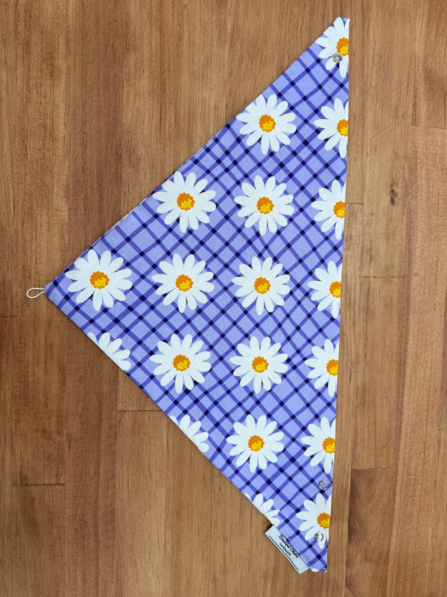 Neck Scarf - Purple Plaid & Daisies