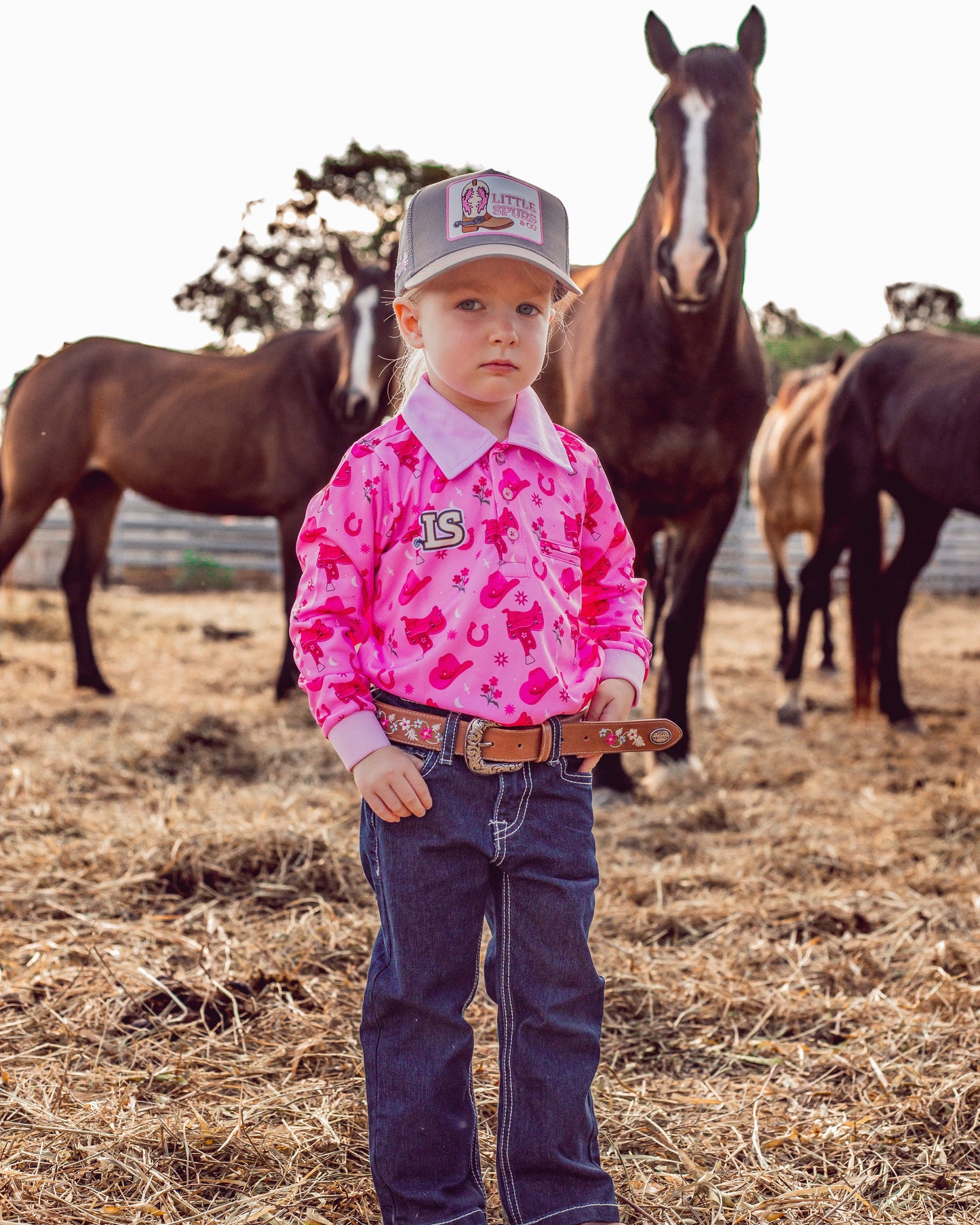 Girls Sunshirt - Cowgirl Pink