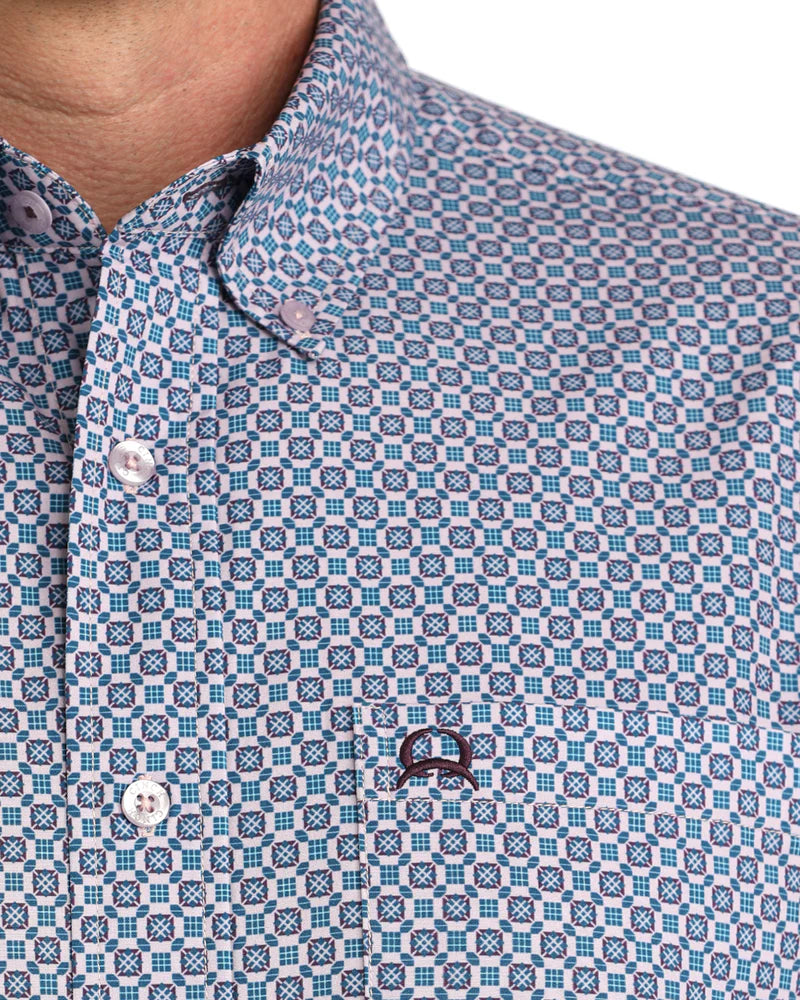 Cinch Mens Shortsleeve Shirt - Lilac Pattern