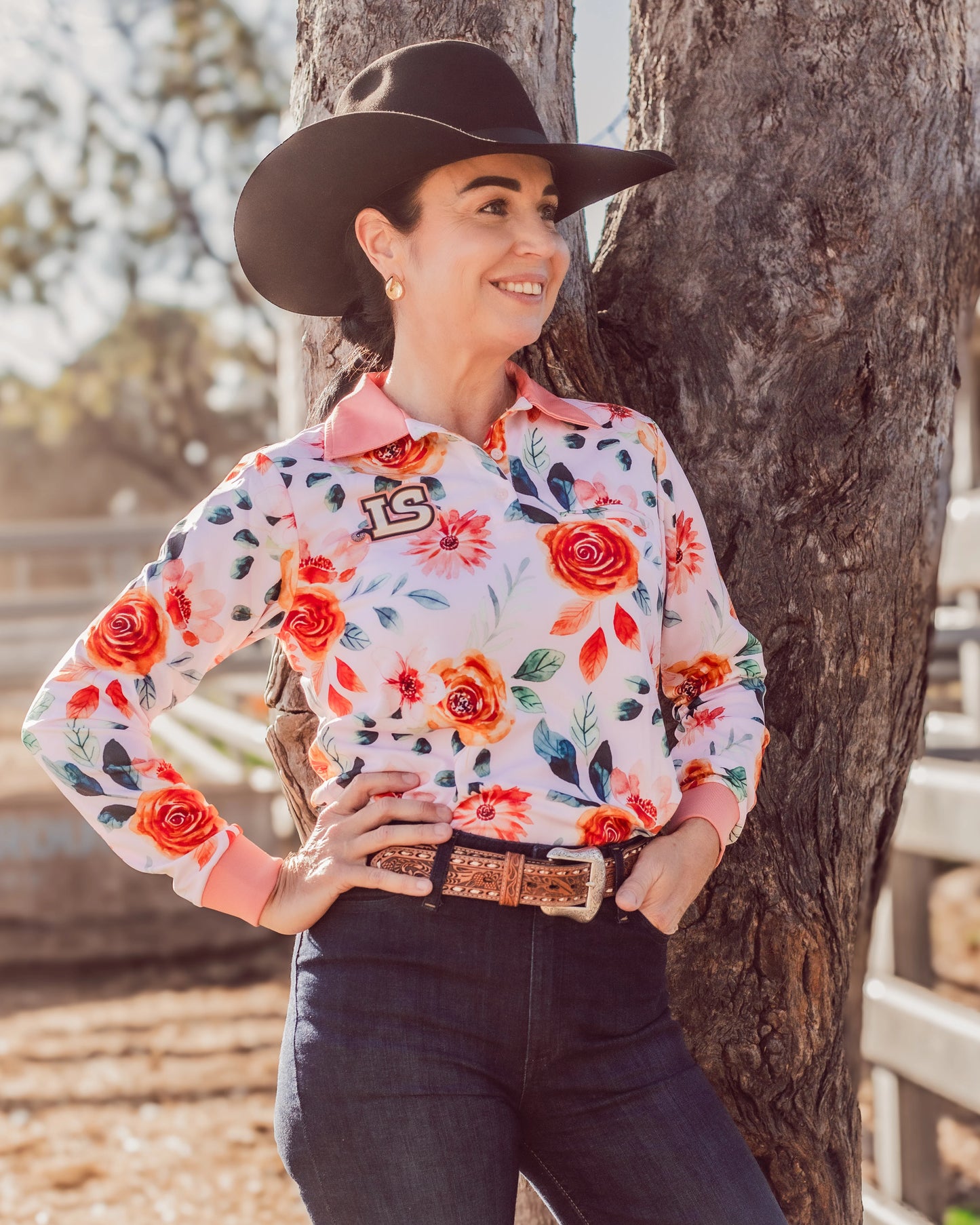 Ladies Sun Shirt - Peach & Rose