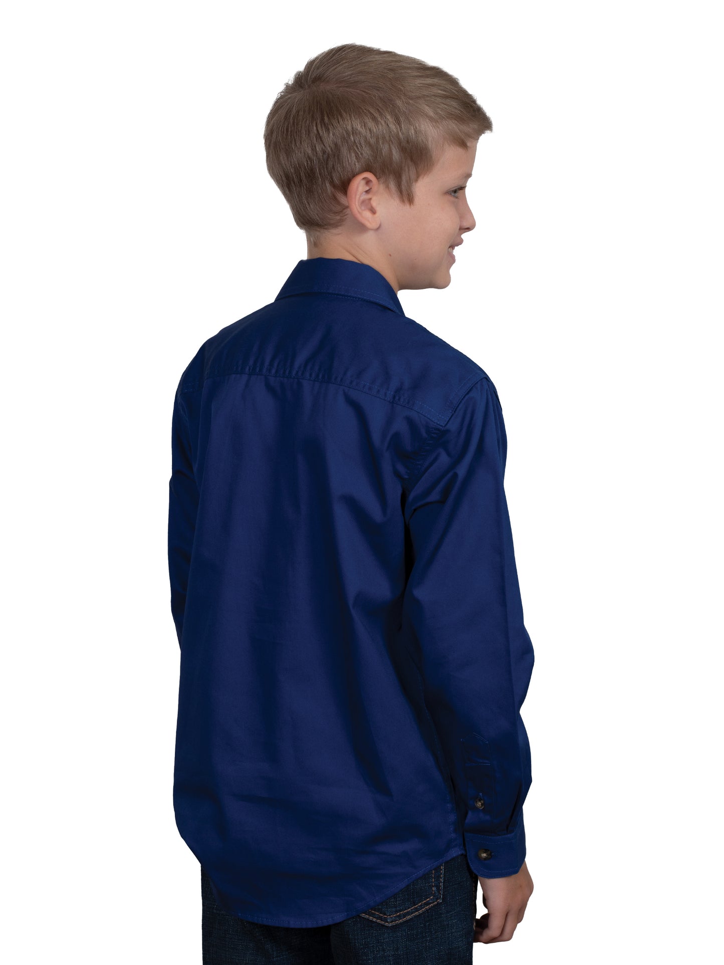 Just Country Lachlan 1/2 Button Workshirt - Cobalt