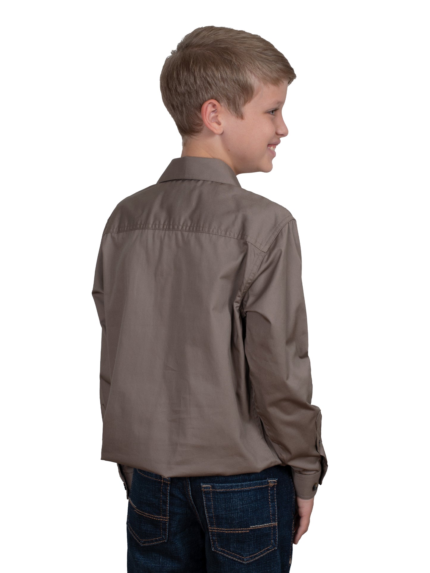 Just Country Lachlan 1/2 Button Workshirt - Brown