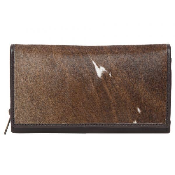 New York Ladies Cowhide Wallet in Brown & White