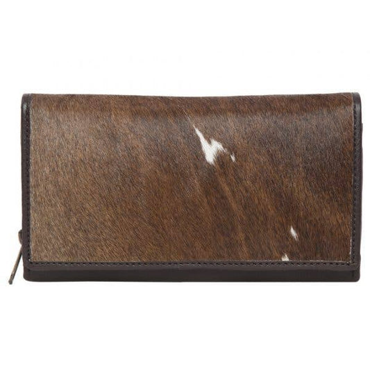 New York Ladies Cowhide Wallet in Brown & White