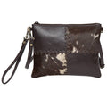 Lisbon Cowhide Clutch Bag in Tan & White
