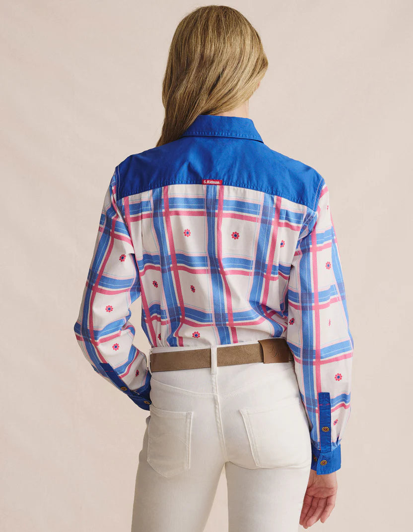 S. Kidman Camfield Half Placket Work Shirt - Mid Blue