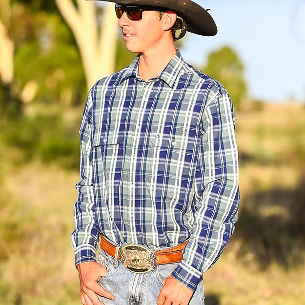 Reba Mens Shirt - Blue/Green/White