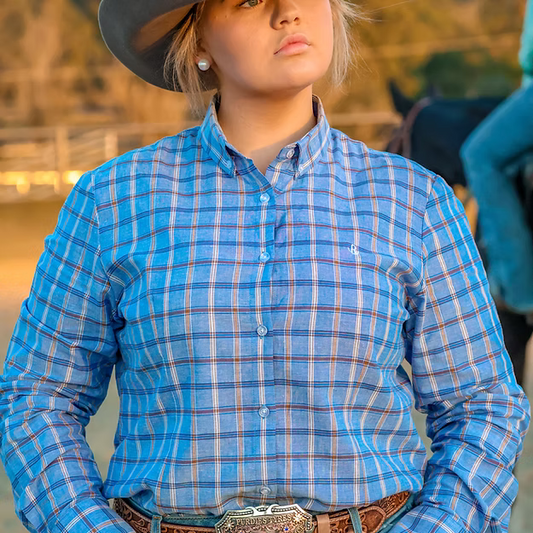 Reba Womens Shirt - Blue/Orange