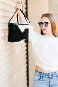 TorontoD Cowhide Clutch Bag in Brown & White