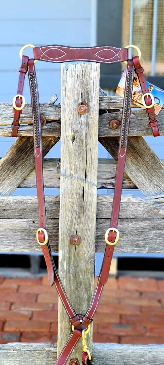 Leather Breastplate with Dark Contrast Plait