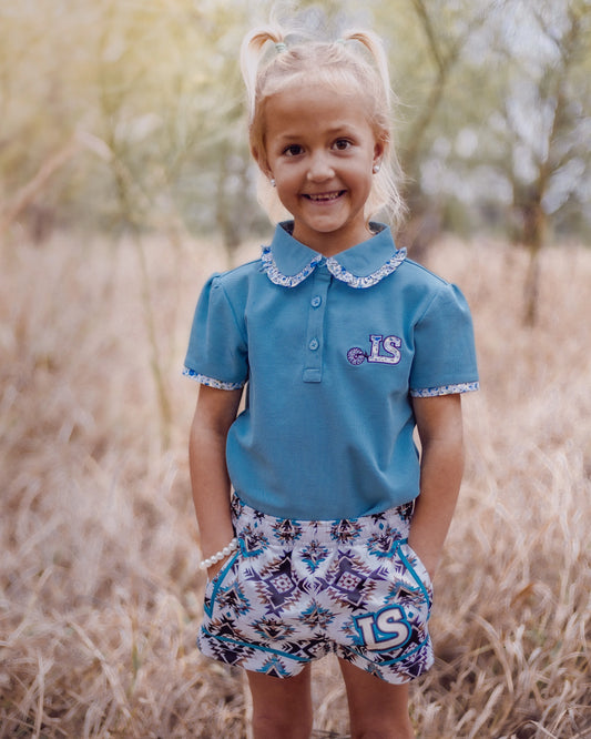 Kids Teal Aztec Shorts