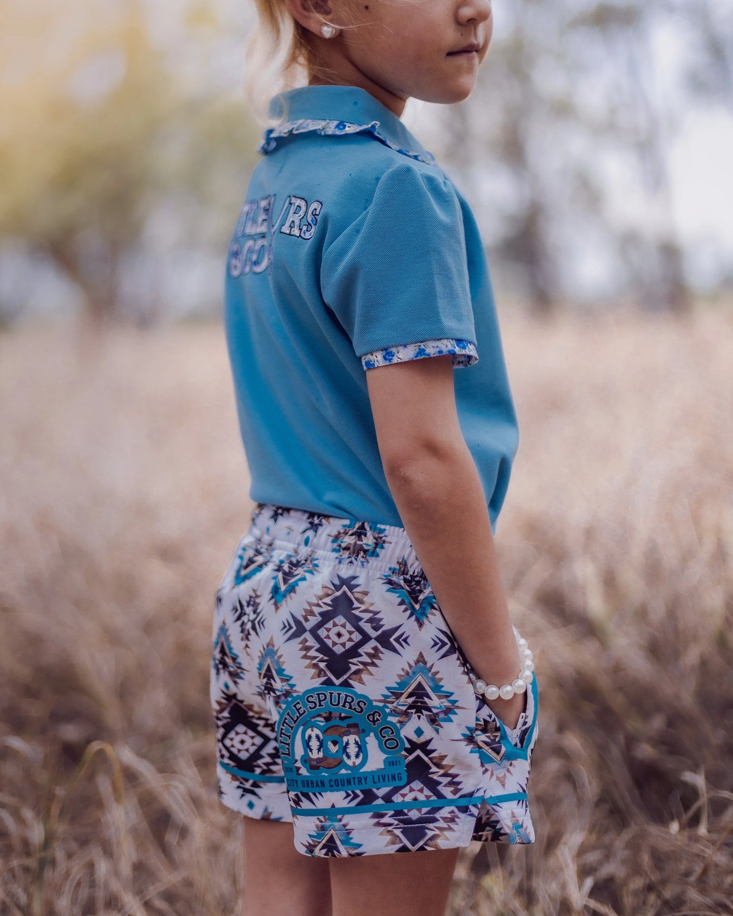 Kids Teal Aztec Shorts