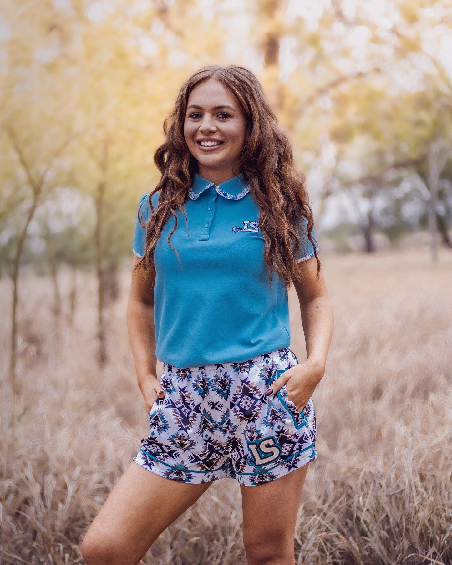 Kids Teal Aztec Shorts