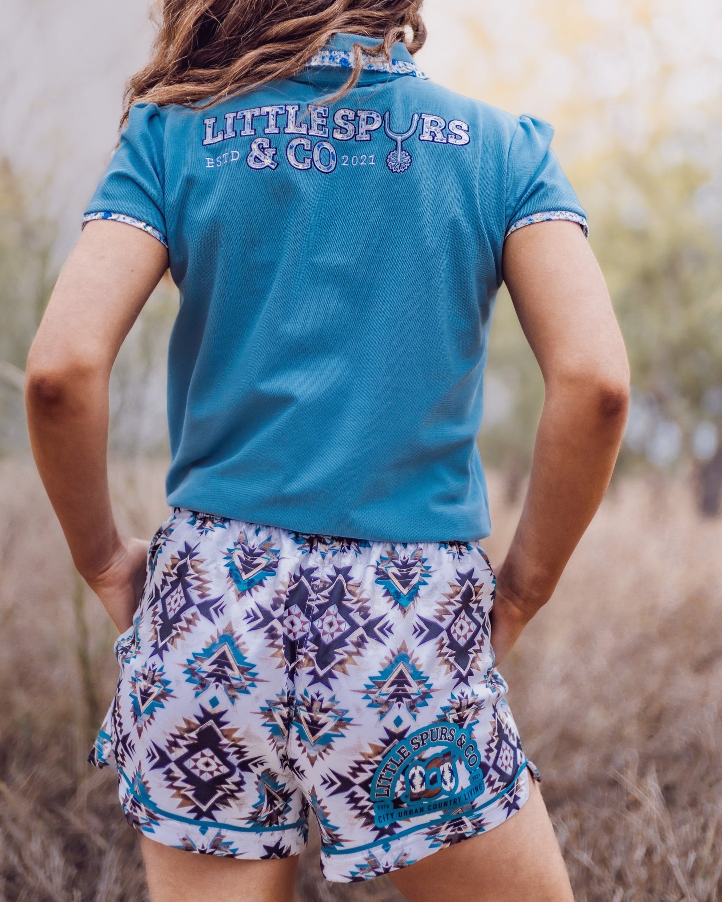 Kids Teal Aztec Shorts