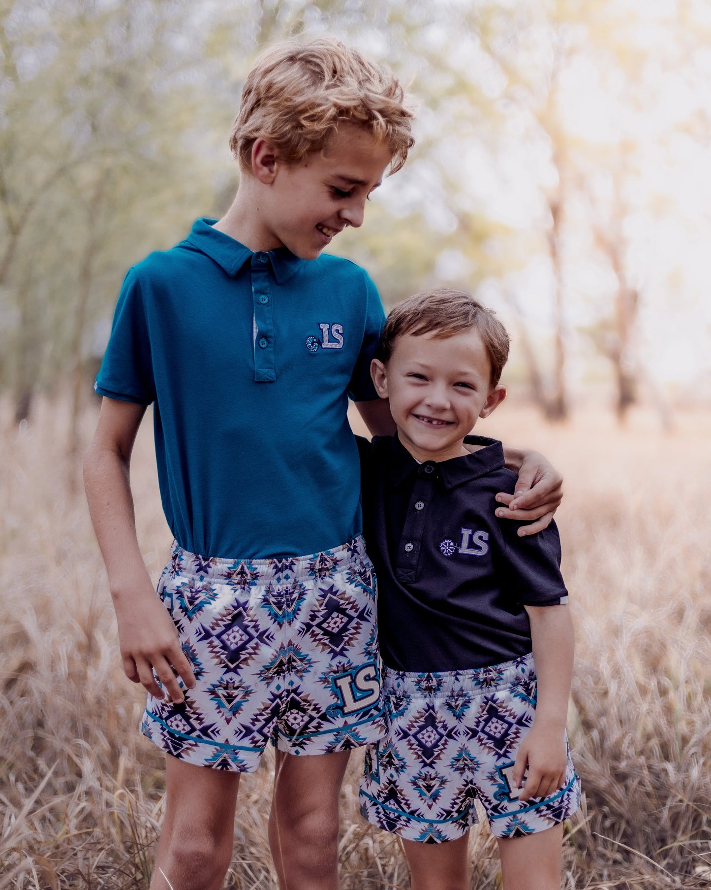 Kids Teal Aztec Shorts