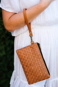 TORONTO W Woven Clutch in Tan
