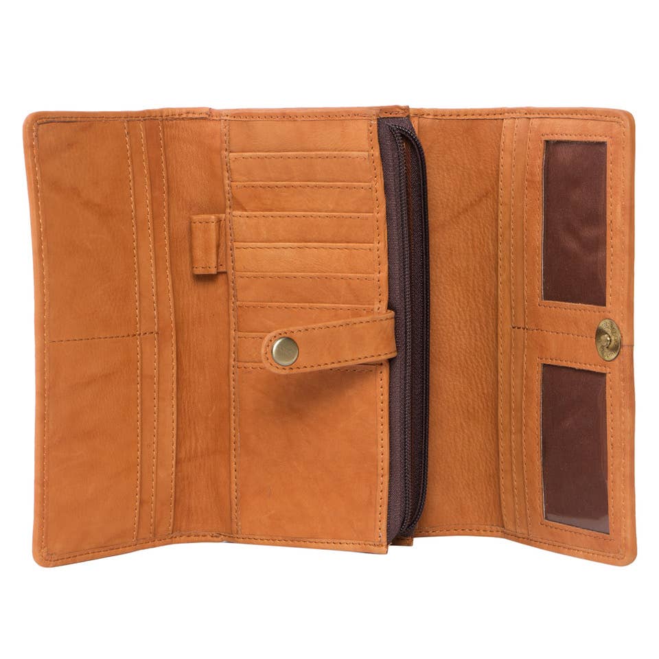 New York Ladies Cowhide Wallet in Brown & White