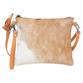 TorontoD Cowhide Clutch Bag in Tan & White