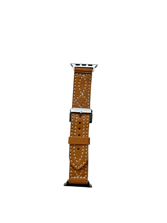 Apple Watch Strap Boot Stitch Leather – Tan 42/44/45mm - Large