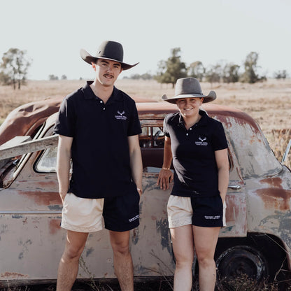 Rawhide Rural Cotton Rugby Shorts - Navy & Cream