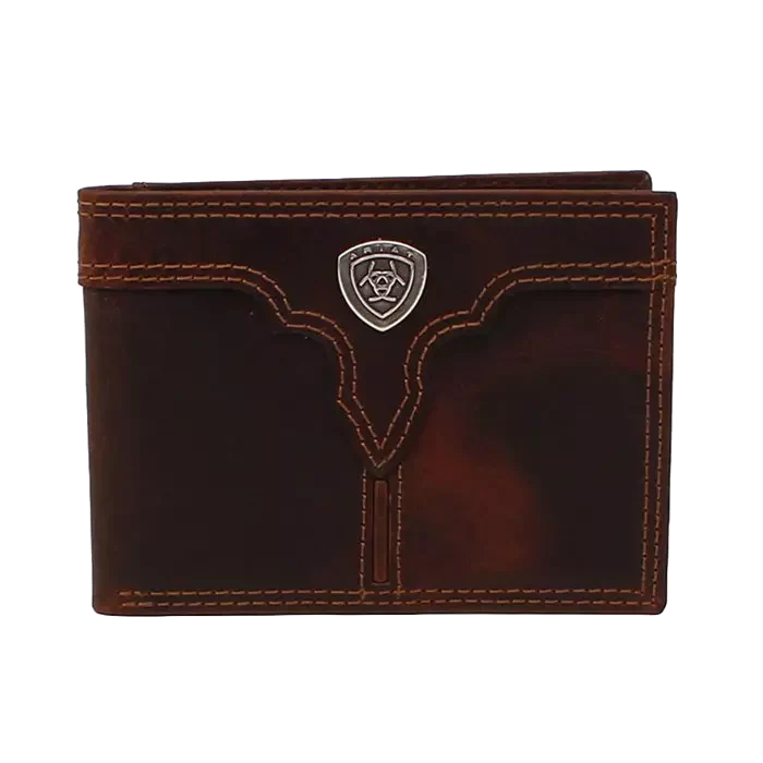 Ariat Bifold Wallet - Brown Contrast Stitch Shield