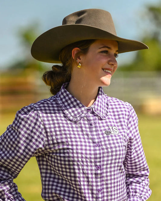 LS Girls Chinchilla Classic Teen Dress Shirt - Purple Gingham