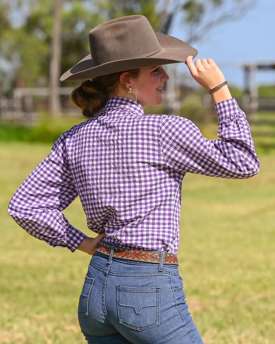LS Girls Chinchilla Classic Teen Dress Shirt - Purple Gingham