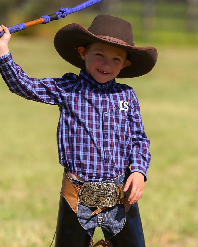 Boys Long Sleeved Romper - Blue Plaid