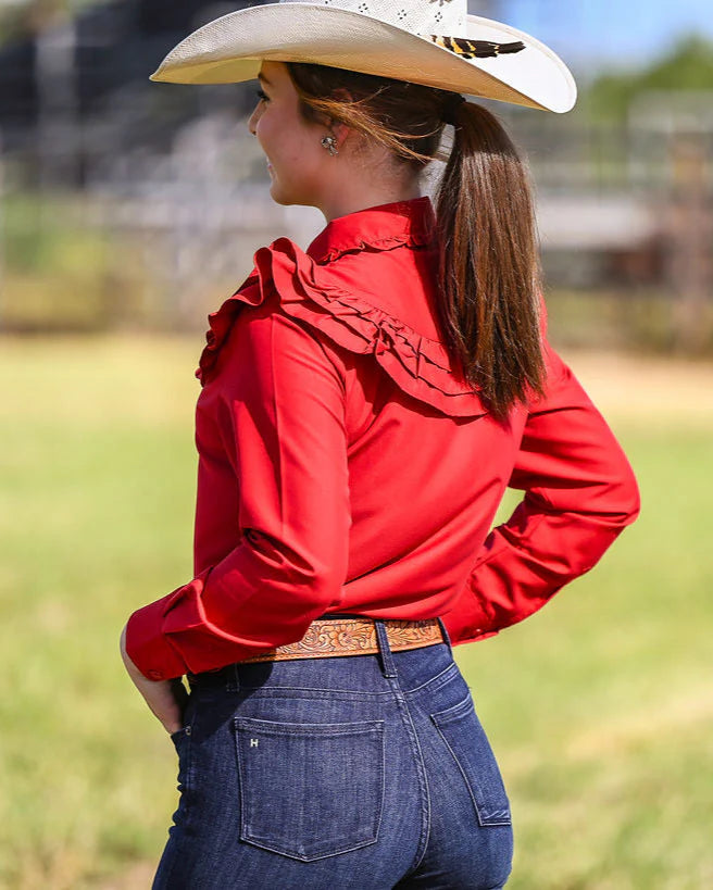 LS Girls Severnlea Ruffle Teen Dress Shirt - Red