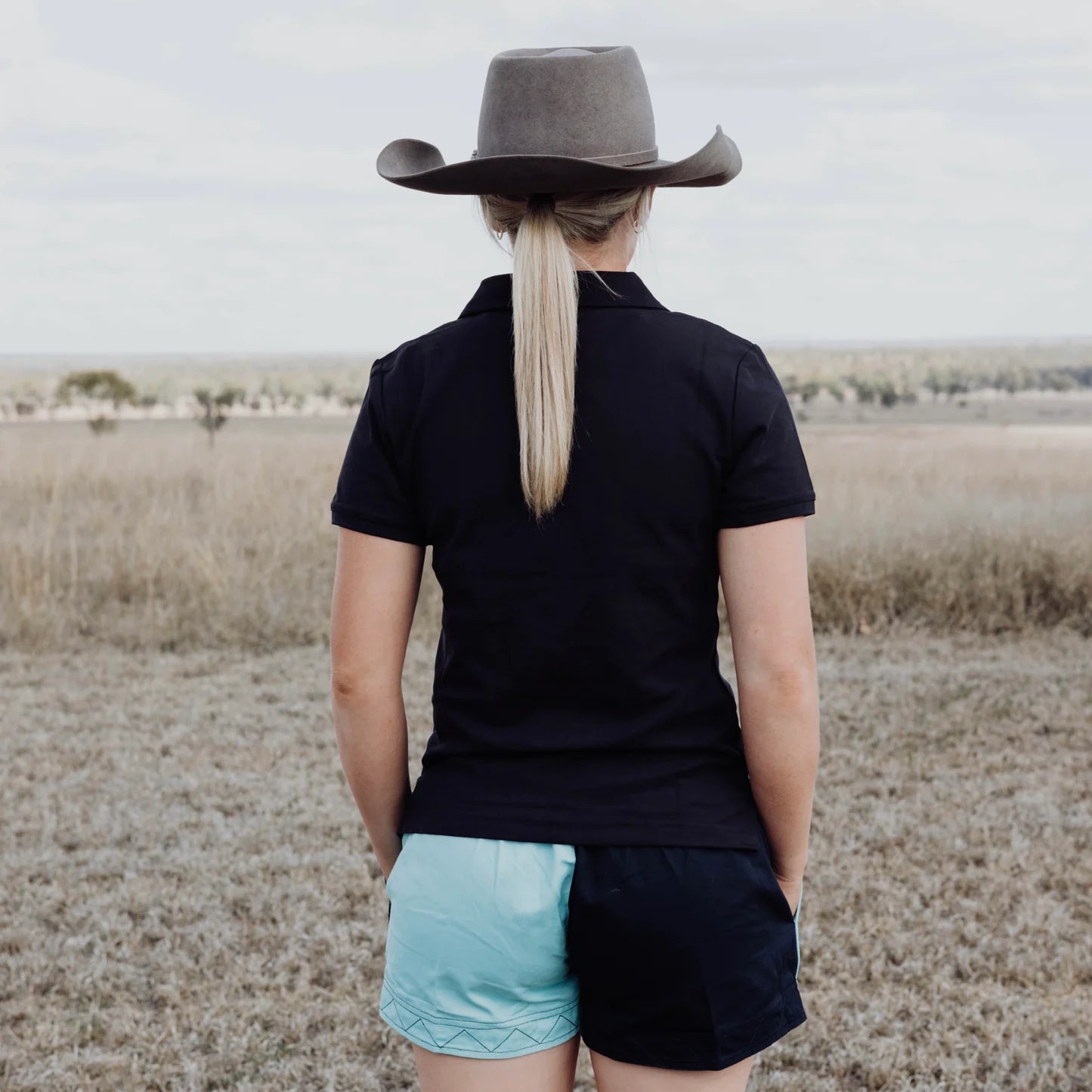 Rawhide Rural Cotton Rugby Shorts - Navy & Light Blue