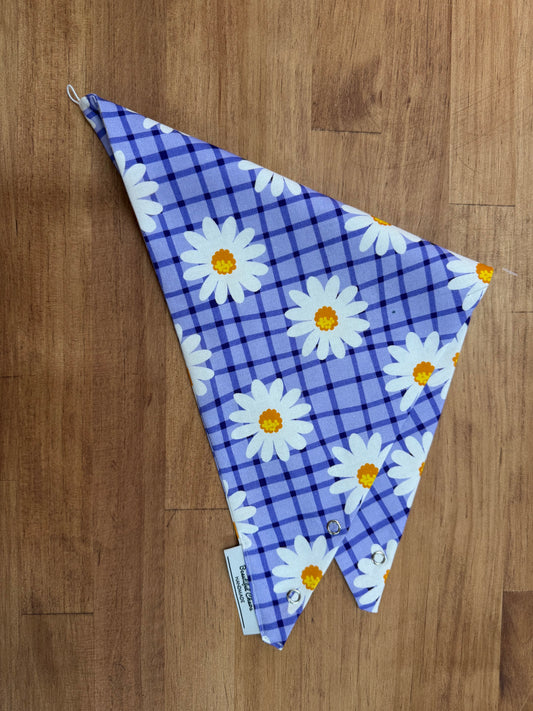 Neck Scarf - Purple Plaid & Daisies