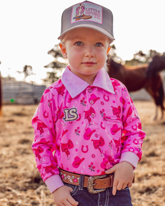 Girls Sunshirt - Cowgirl Pink