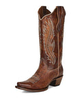 Circle G Ladie's Boot - Studs & Embroidery Snip Toe - Tan