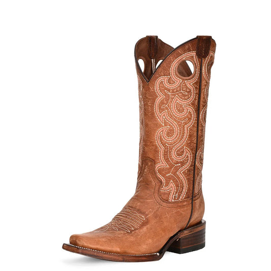Circle G Ladie's Boot - Sq Toe - Distressed Cognac