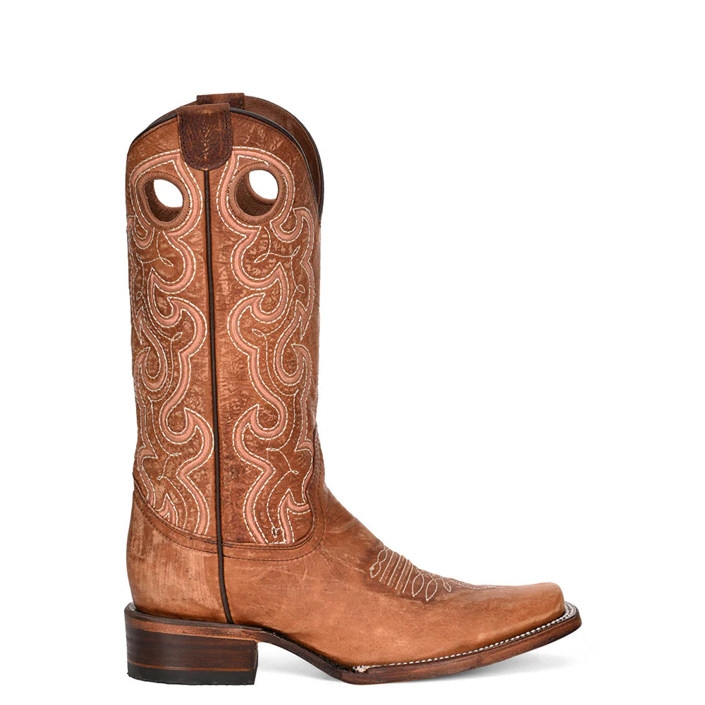 Circle G Ladie's Boot - Sq Toe - Distressed Cognac