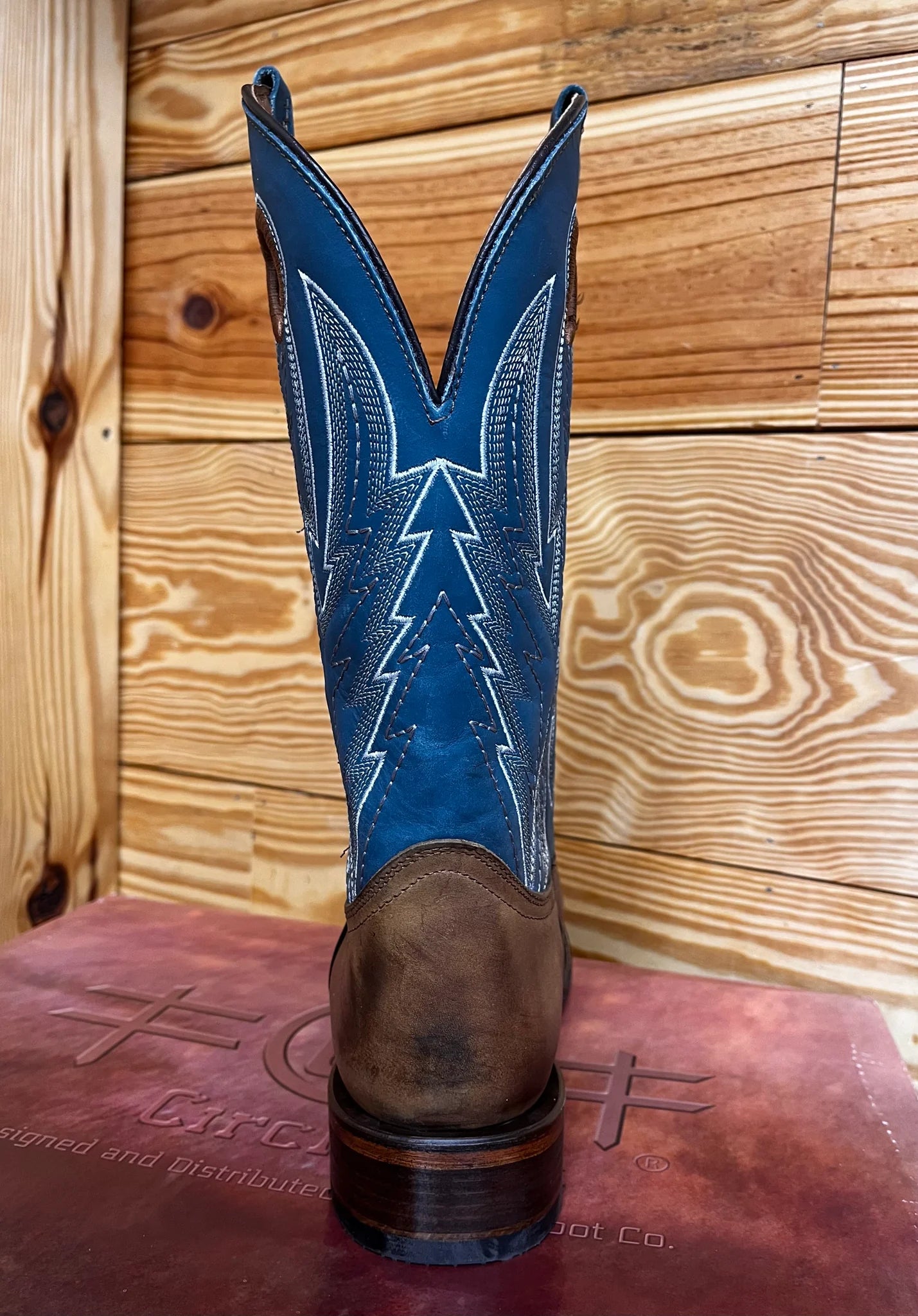 Circle G Men's Boot - Wide Sq Toe - Chocolate/Blue