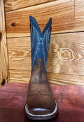 Circle G Men's Boot - Wide Sq Toe - Chocolate/Blue