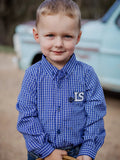 Allora Classic Long Sleeve Boys Romper - Blue Plaid