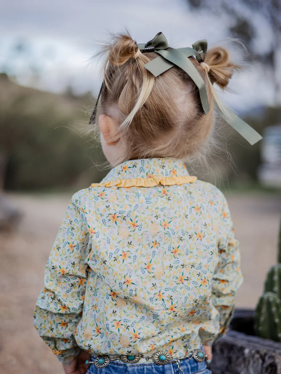 Withcott Long Sleeve Girls Romper - Yellow Flowers