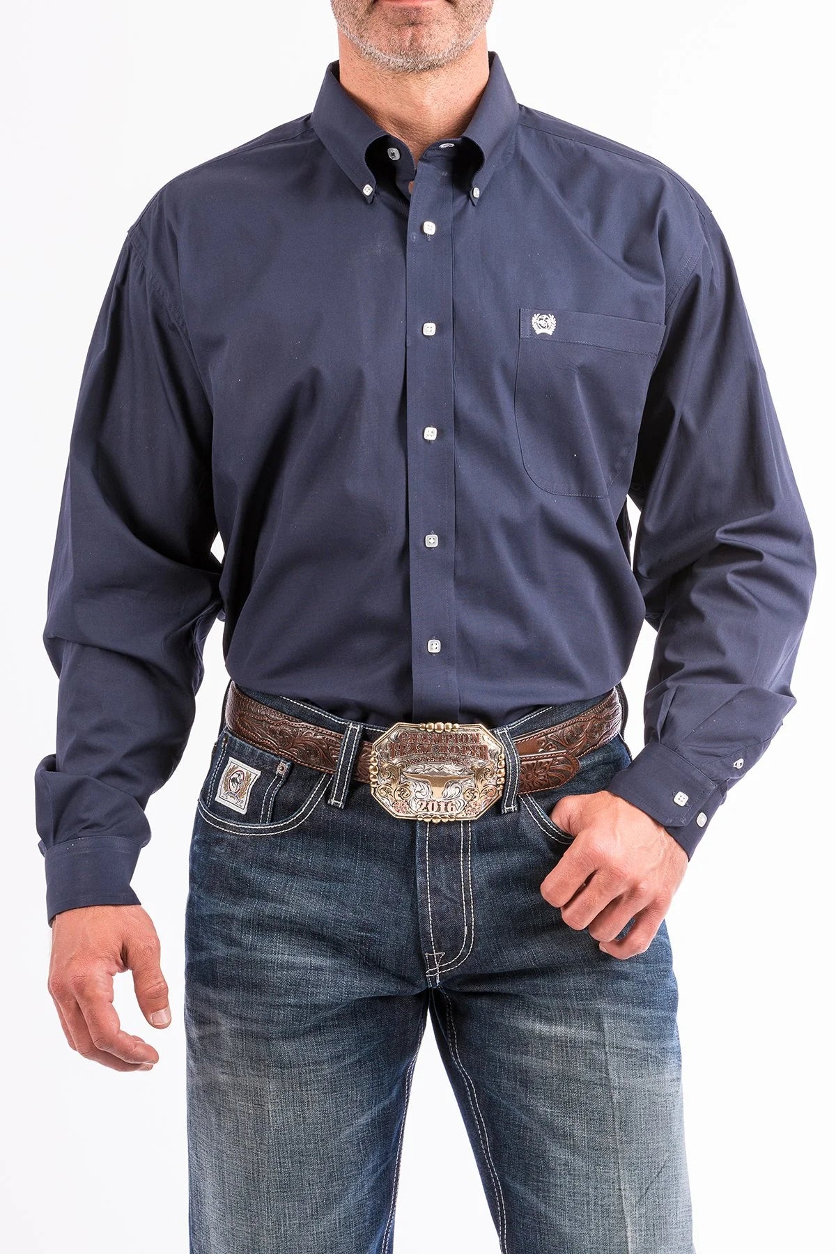 Cinch Mens Long Sleeved Shirt - Navy