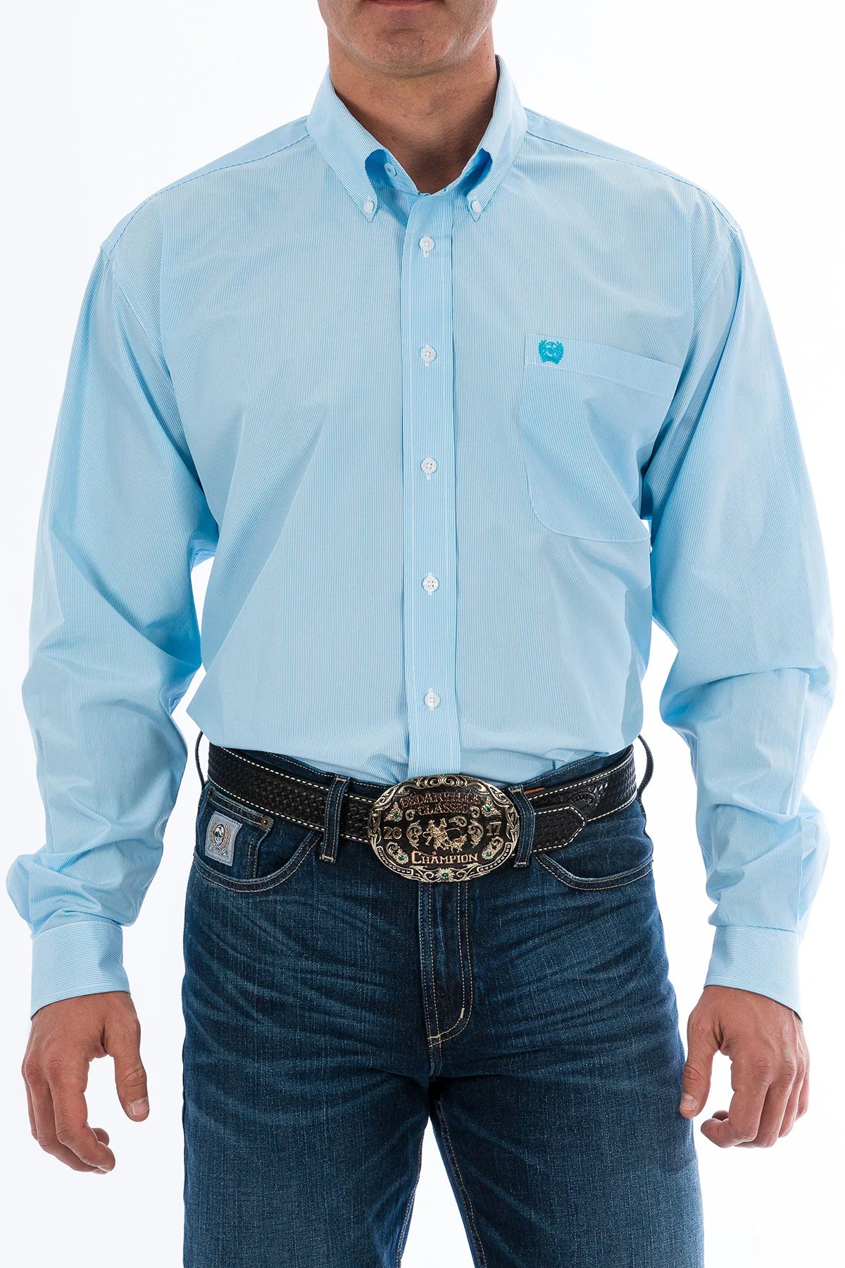Cinch Men's Longsleeve Shirt - Light Blue