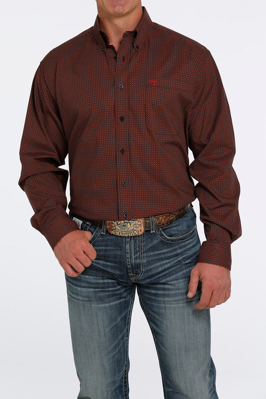 Cinch Long Sleeved Shirt - Mens - Black & Red