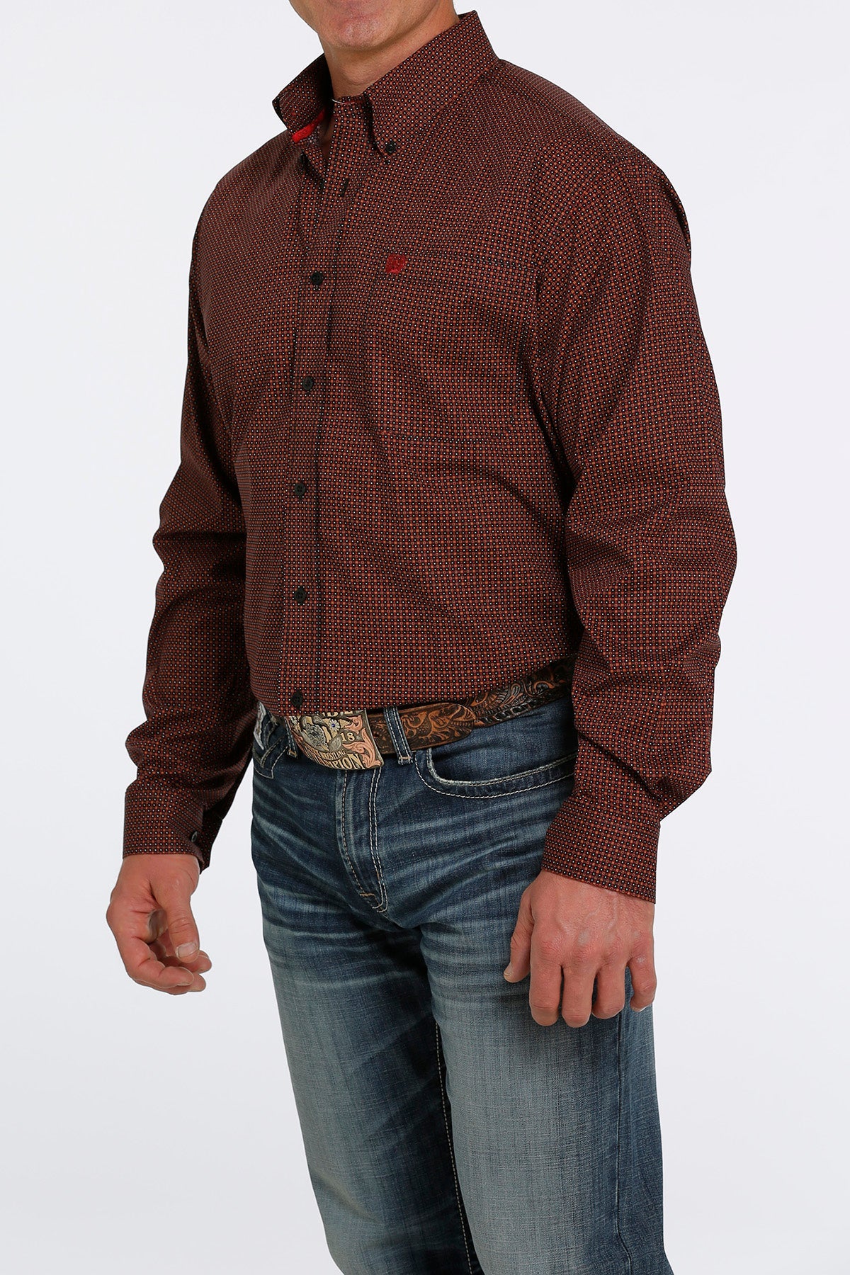 Cinch Long Sleeved Shirt - Mens - Black & Red