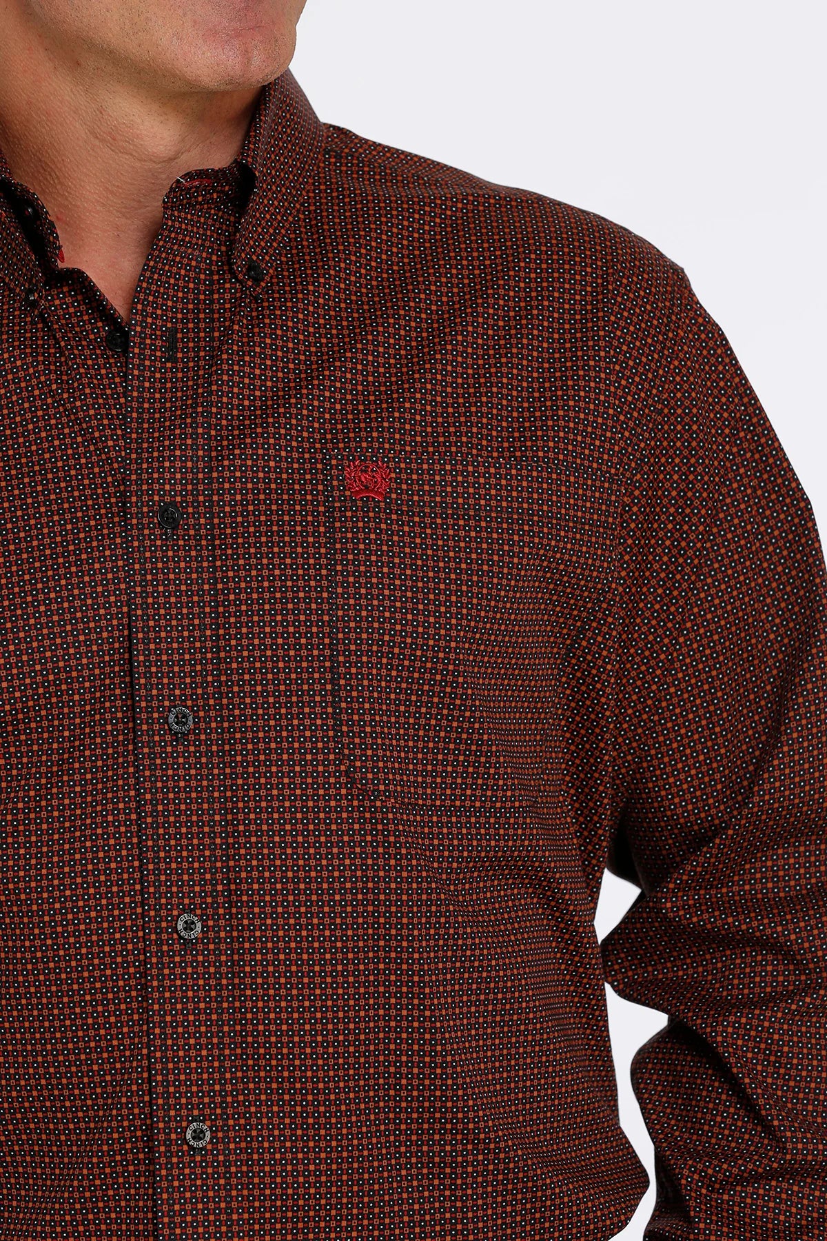 Cinch Long Sleeved Shirt - Mens - Black & Red